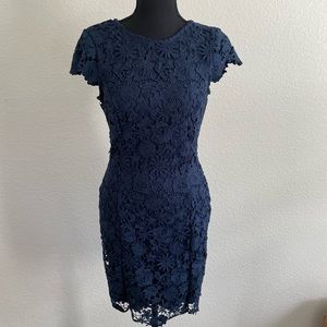 Lulu’s navy mini dress floral embroidered lace
